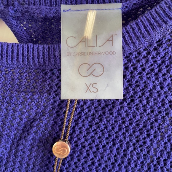 🎁 NWT Calia Women’s XS Effortless Mesh Sweater Pigment Purple - Picture 4 of 6